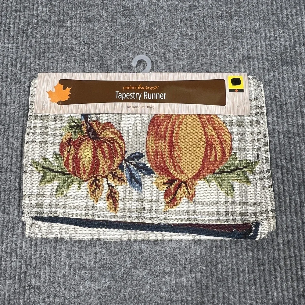 Harvest Tapestry Table‎ Runner 68x13 Pumpkins Fall Thanksgiving Decorative India